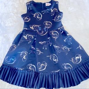 Kids size 6 dress with silver unicorn print !